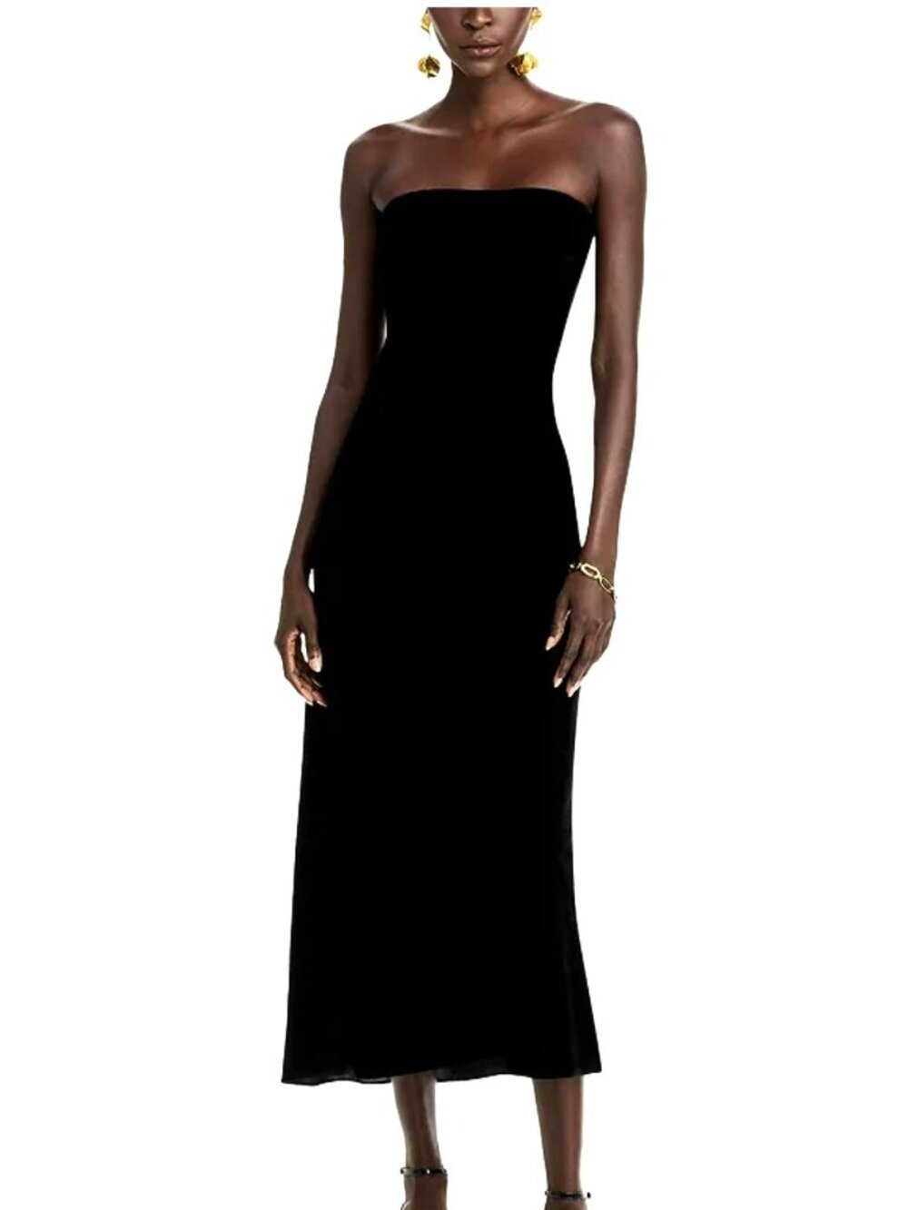 Veronica Beard Velvet Strapless Flora Black Midi Dress Size 10 New